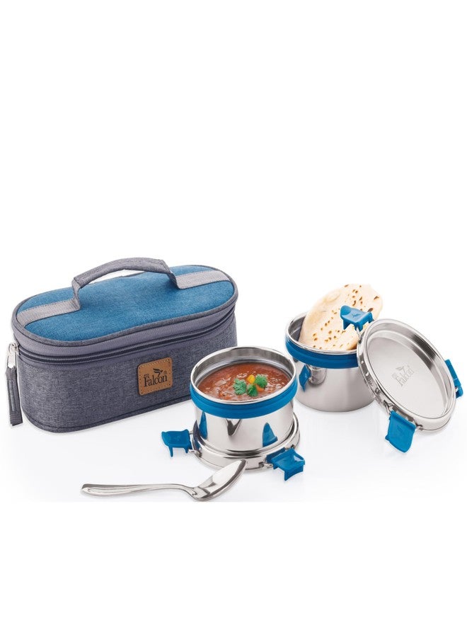 PDDFALCON Stainless Steel EcoNxt Lunch Box (Set of 2 Olive Turkish Blue - 800ml), with BIS Certified, Jindal Seal & Made in India Lunch Box - Image 1